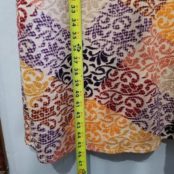 LuLaRoe Cardigan Long Duster Size L Beige Purple Open Front Patchwork - Picture 8 of 13